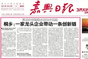 嘉興日報頭版頭條點贊！桐鄉(xiāng)：一家龍頭企業(yè)帶動一條創(chuàng)新鏈